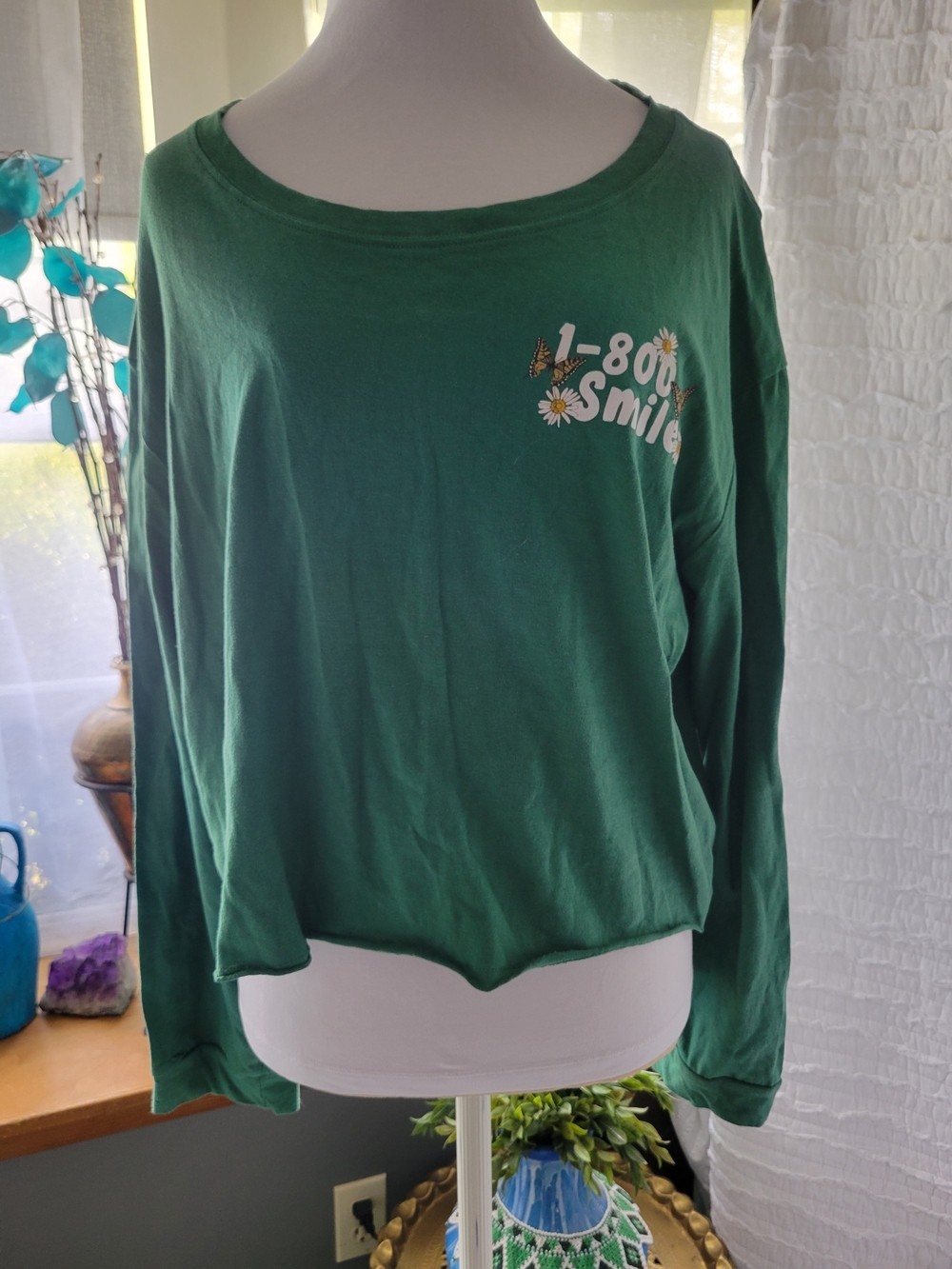 1-800 Smile Green Crop Top - Casual Women's Tee - Picture 7 of 16